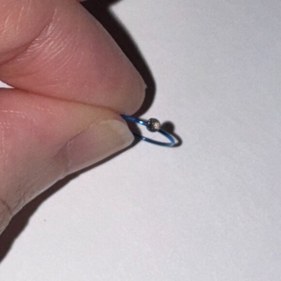 Blue 22 Gauge Titanium Plated Hoop Nose Ring - Picture 2 of 8